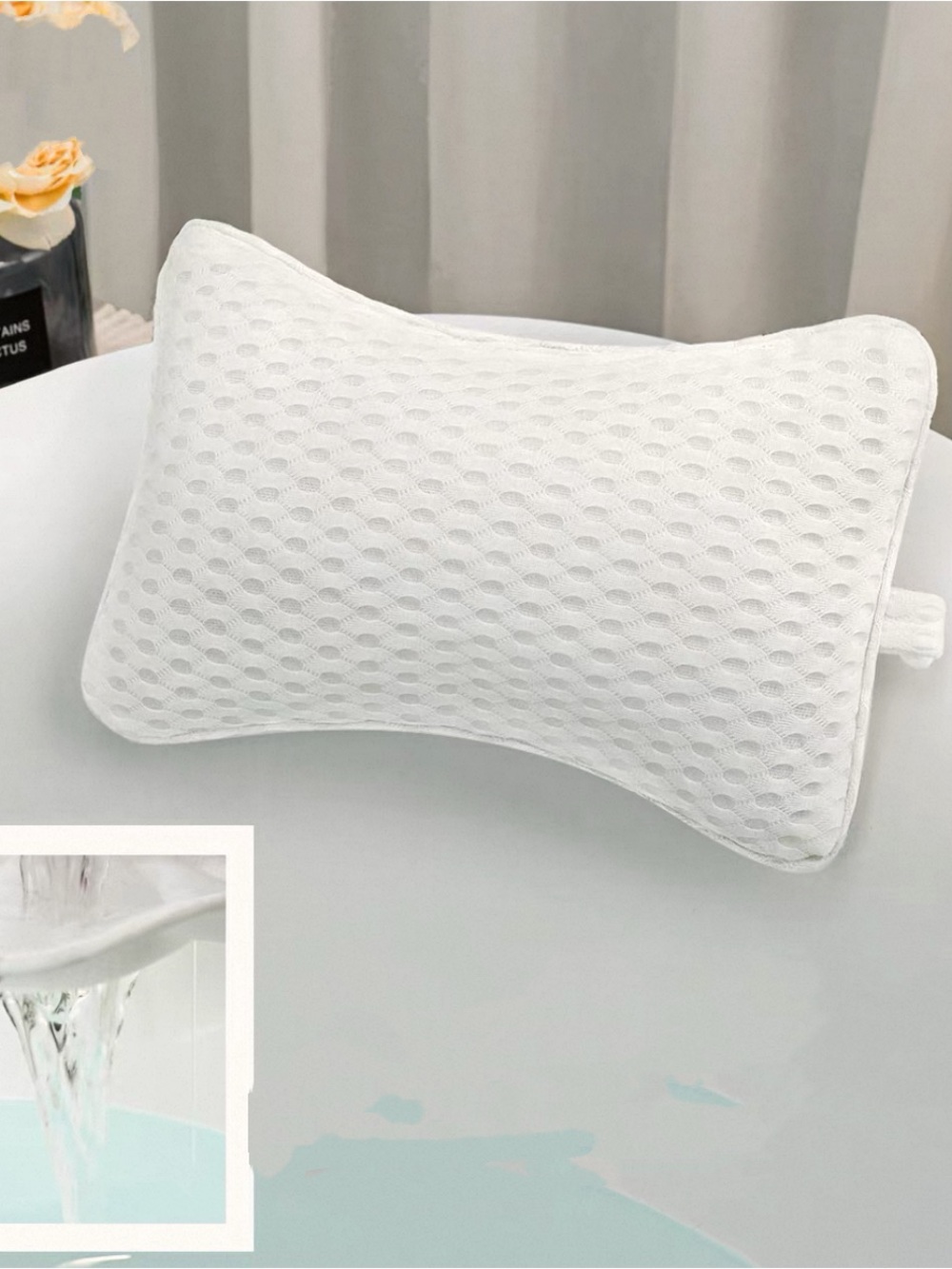 White Memory Foam Bath Pillow for bubble bath